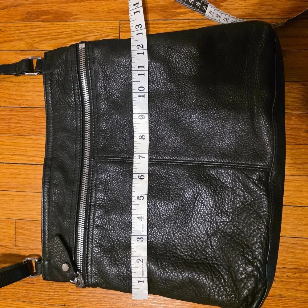 margot Black Leather Crossbody Shoulder Bag